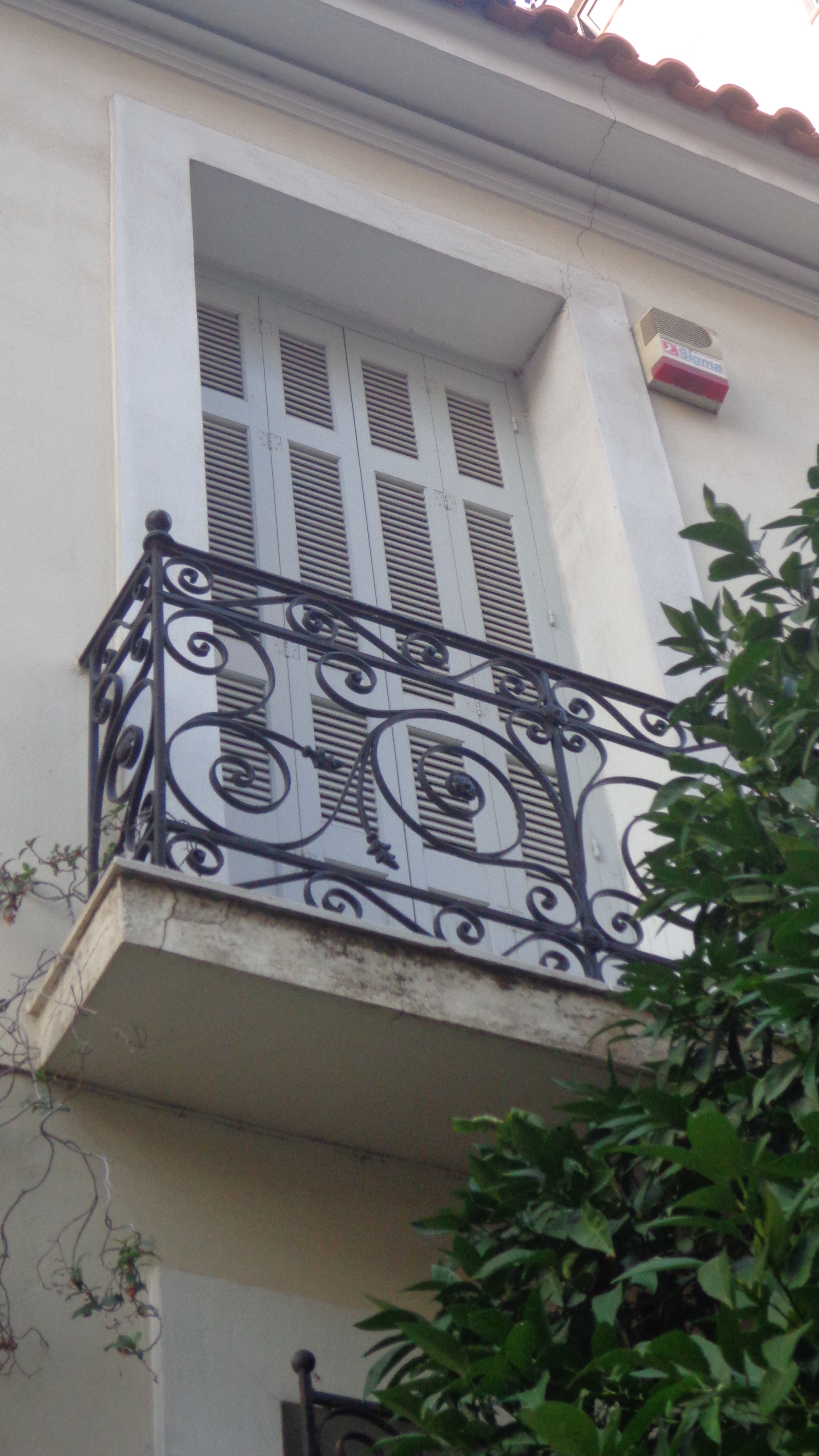 Balcony with railings.