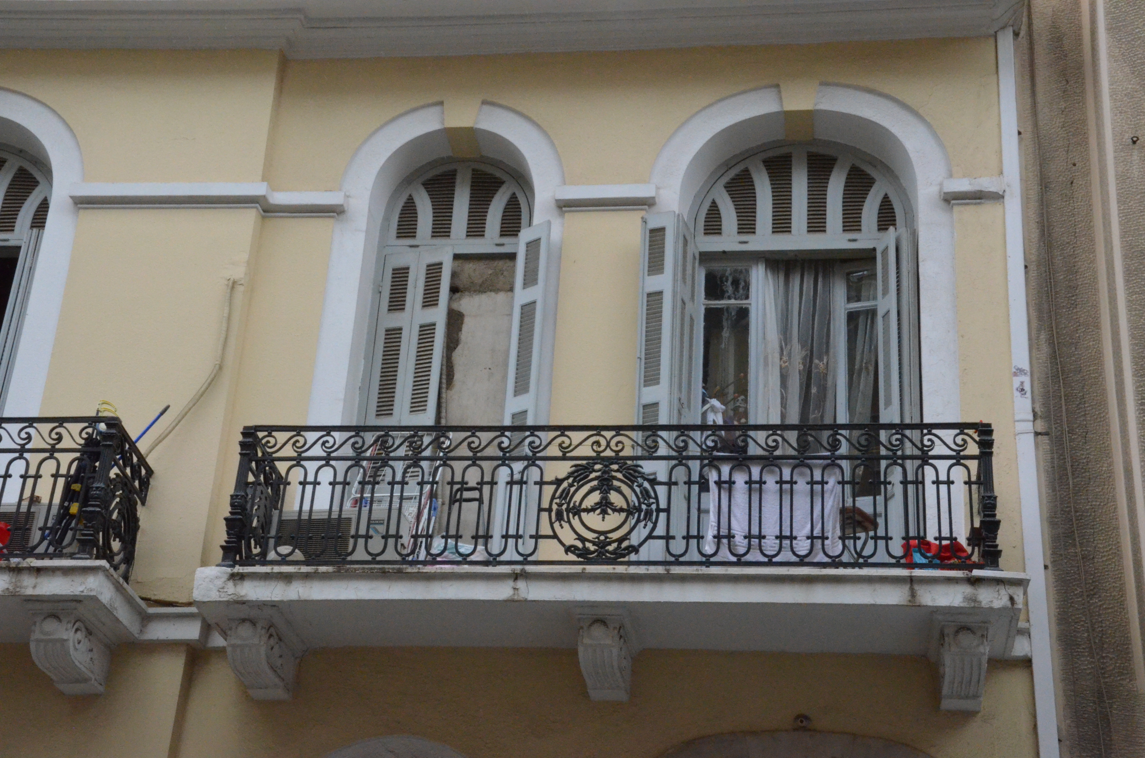 Balcony, shutters, railings