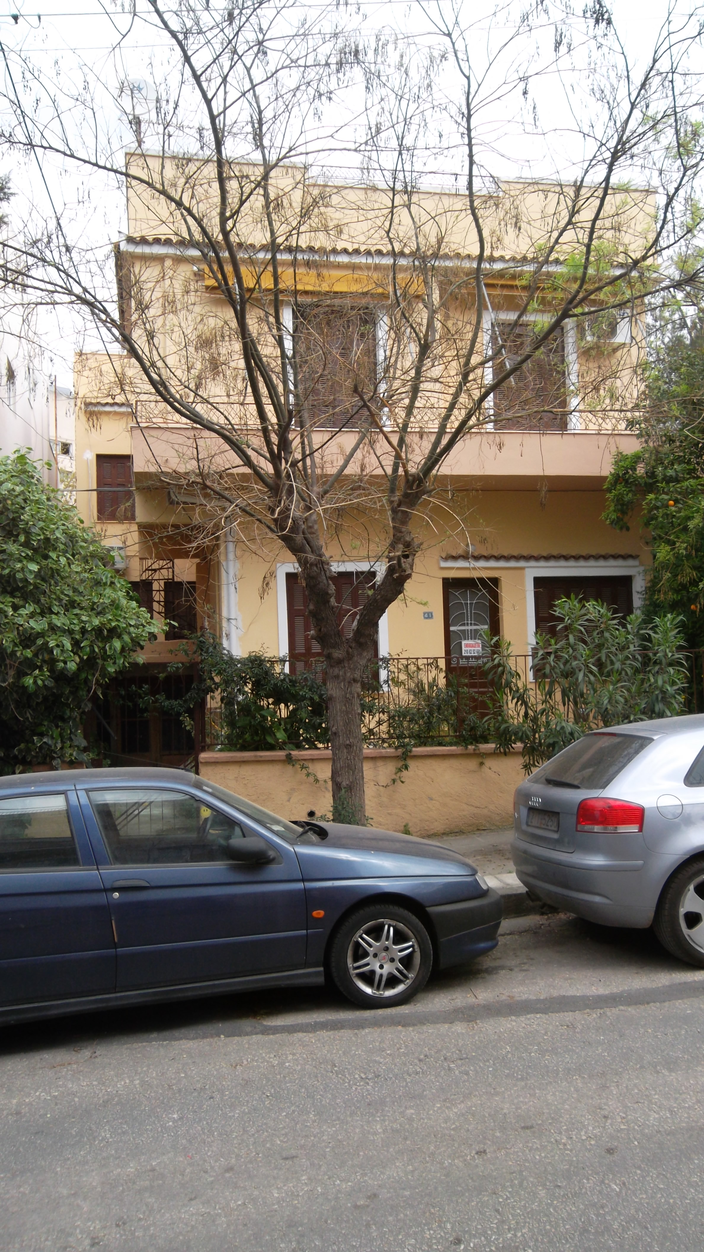 Άποψη πρόσοψης και πλαϊνής όψης από την οδό Ροστάν.