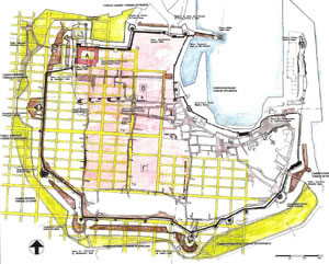 Το ιπποδάμειο πολεοδομικό σύστημα
Πηγή: Μεσαιωνική πόλη Ρόδου. Έργα αποκατάστασης 1985-2000